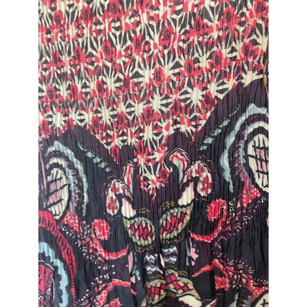 VTG Alberto Makali Women 90s Plisse Boho Paisley Crochet Trim Top Size XL Artsy - Picture 9 of 10